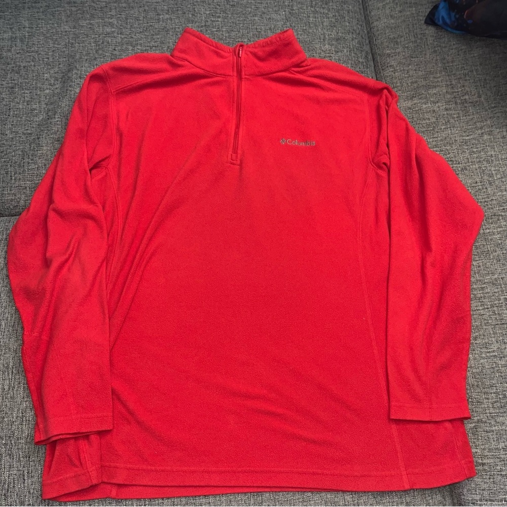 Columbia Men’s Red Quarter Zip Sweater sweatshirt Size XL